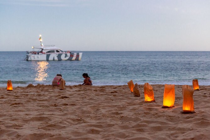 Albufeira: 6-Hour Sunset Dinner Catamaran Cruise with Open Bar - Fire dancing, DJs, and the ride home