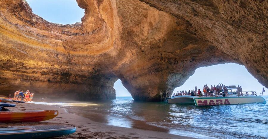 Albufeira: Caves and Coastline Catamaran Cruise to Benagil - Galé and Salgados: broad beaches from offshore