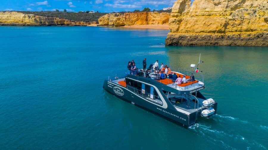 Albufeira: Coastline and Benagil Caves Tour by Catamaran - Entering or viewing Benagil Cathedral Cave