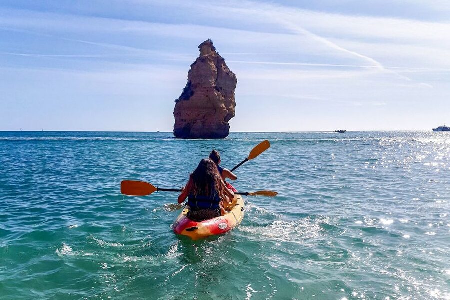Benagil: Benagil Caves and Secret Spots Guided Kayaking Tour - The second hour: Praia da Marinha and secret beaches