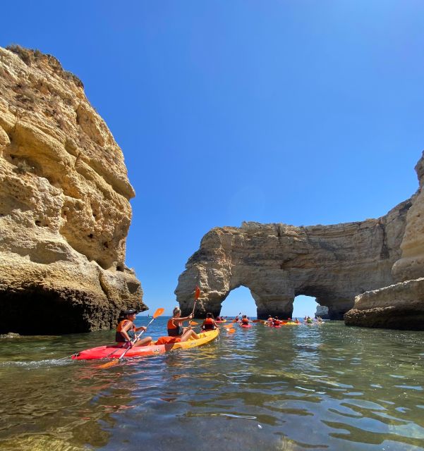 Benagil: Caves, Coves & Secret Beaches Guided Kayaking Tour - Paddling from Benagil toward Praia da Marinha