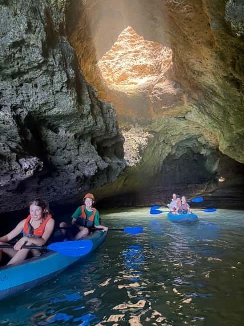 Benagil: Guided Kayak Tour inside caves and Praia da Marinha - Exploring the smaller grottoes