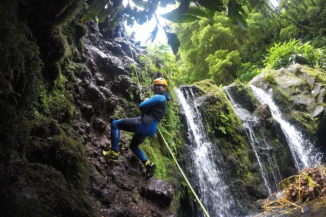 Canyoning Experience at Ribeira Grande - The gear makes cold spring water manageable