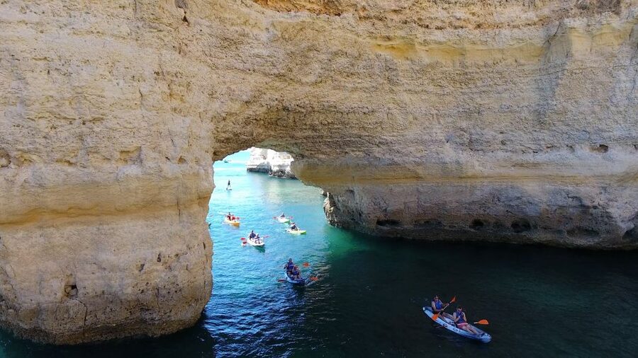 From Albufeira: Benagil Hidden Caves Tour by Kayak - Swimming, sun, and the ride back
