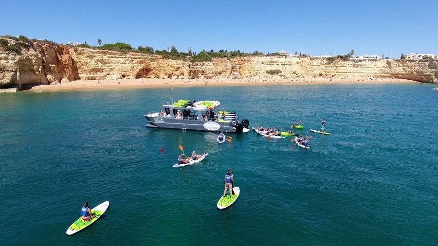 From Albufeira: Benagil Hidden Caves Tour by Kayak - Seeing Benagil Cave from the boat