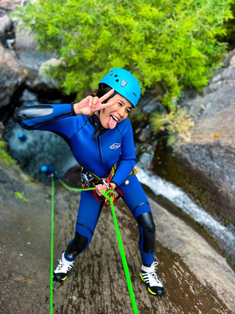 From Funchal: Intermediate (Level 2) Canyoning Adventure - Getting fitted for helmet, wetsuit, and rope gear