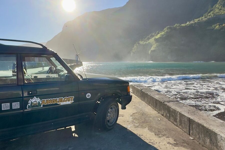 From Funchal:West Madeira Open-roof 4x4 Day Tour with Pickup - Seixal brings black sand and Atlantic drama
