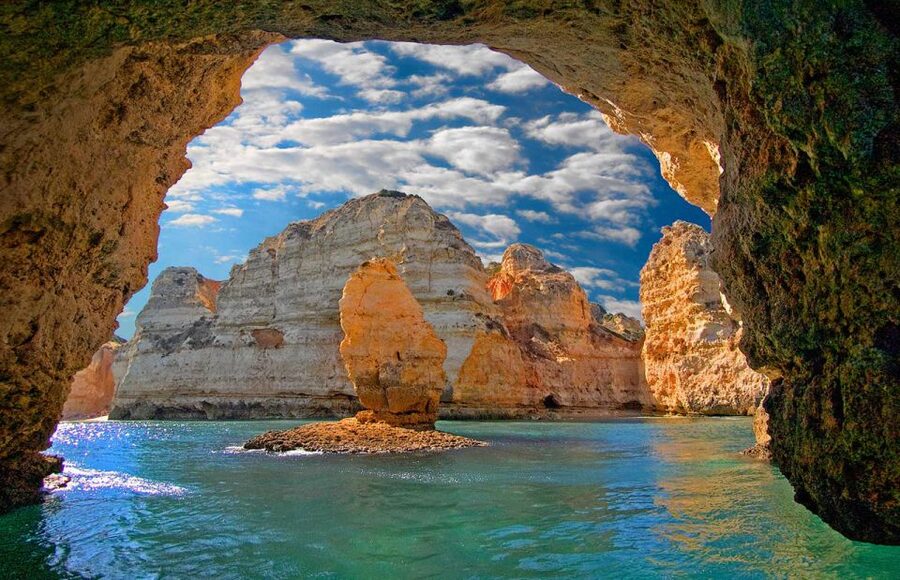 From Lagos: Cruise to the Caves of Ponta da Piedade - Leaving Lagos Marina with the city behind you