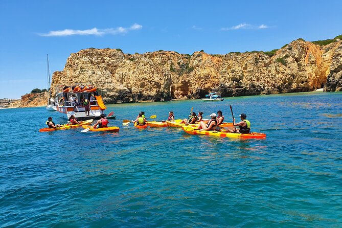 From Lagos: Kayak Tour of Ponta da Piedade Caves on Catamaran - Paddling through the caves and cliffs