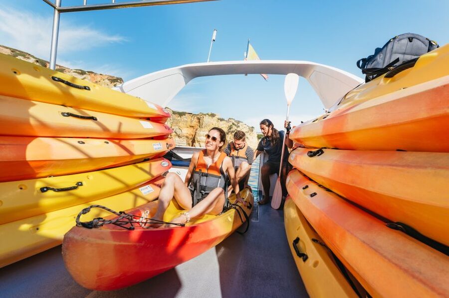 From Lagos: Kayaking and Boat Cave Explorer Tour - The boat ride from Lagos to the cliffs
