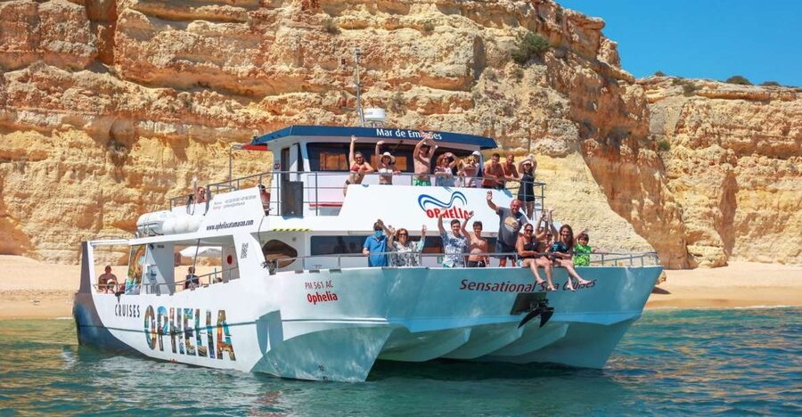 From Portimão: Catamaran Cruise to Benagil Caves with BBQ - Entering Benagil’s caves by dinghy