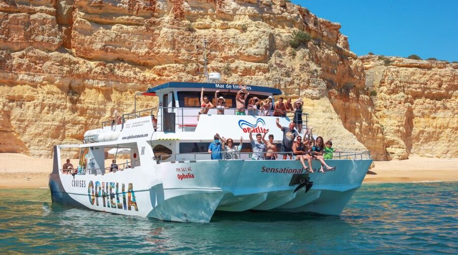 From Portimão: Catamaran Cruise to Benagil Caves with BBQ - Ferragudo and the first coastal views