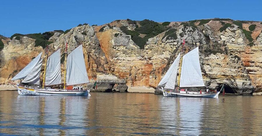 Lagos: Ponta Piedade Sail & Caves Cruise w/Portuguese Tapas - Sailing out across the Bay of Lagos