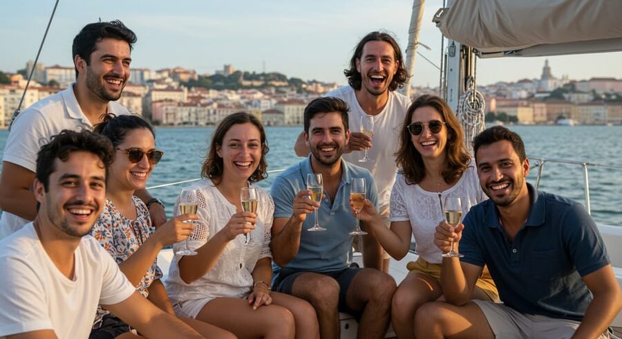 Lisbon: Champagne Sailing Tours - Taking the wheel under sail