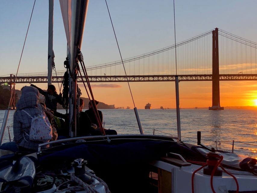 Lisbon: Enjoy a Sunset or Night Tagus River Sailboat Cruise - The 25 April Bridge and Christ the King Statue