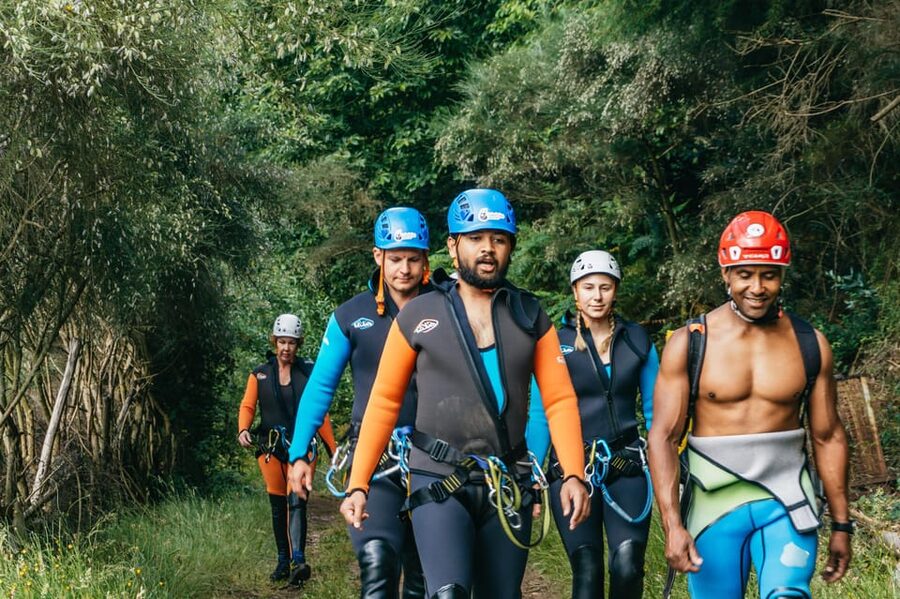 Madeira Canyoning Beginners – Easy & Fun Waterfall Adventure - Returning through ancient terraces