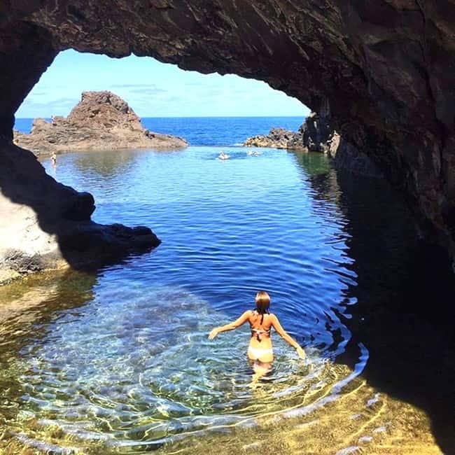 Madeira: Skywalk, Porto Moniz, Seixal, and Fanal 4WD Tour - Seixal combines black sand with volcanic rock