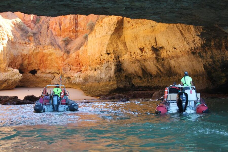 Portimão: Benagil Cave and Praia de Marinha Boat Tour - Entering Benagil Cave for the main photo stop