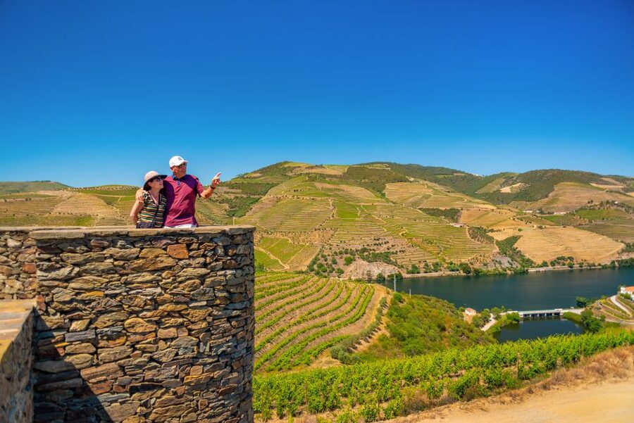 Porto: Douro Wine Tour with Lunch and River Cruise - A Rabelo boat beneath the valley hills