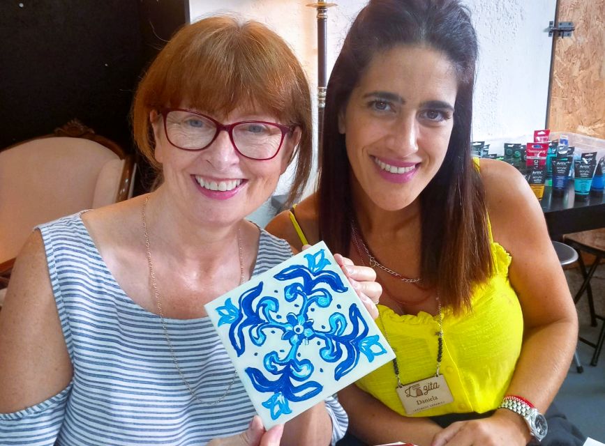 Porto: Tile Painting and Cocktails in Downtown Porto - Painting with patient help and a cocktail